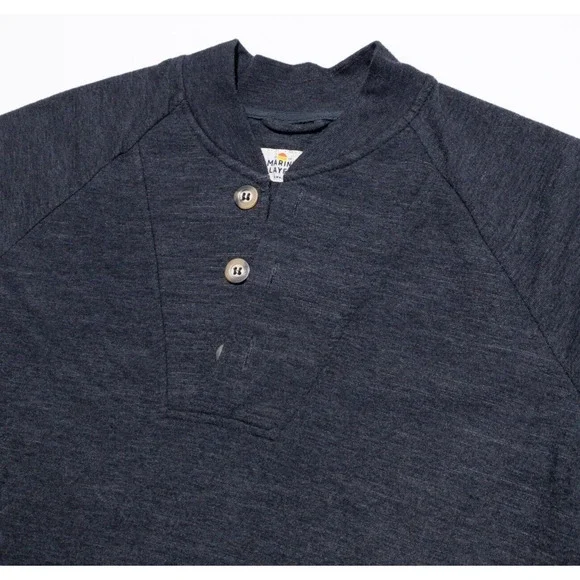 Marine Layer Sweater Men's Small Henley Pullover USA Cotton Polyester Rayon Gray - Picture 4 of 8
